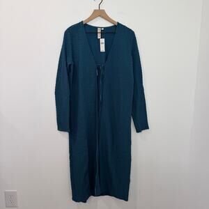 Anthropologie Dolan Textured Longline Cardigan Cover Up Blue Teal Size XL